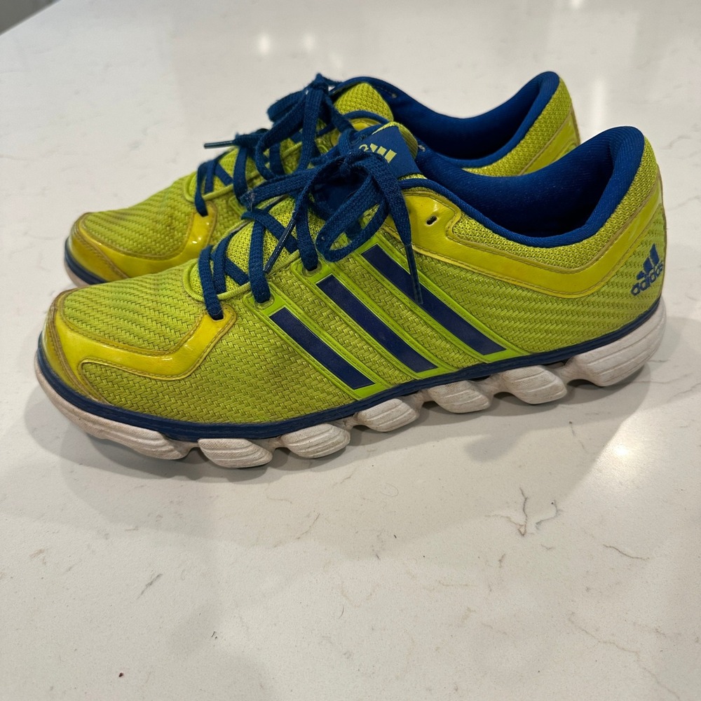 Adidas Mens Running Shoes Neon Lime Green Blue G59087 Low Top Sneakers Size 9.5